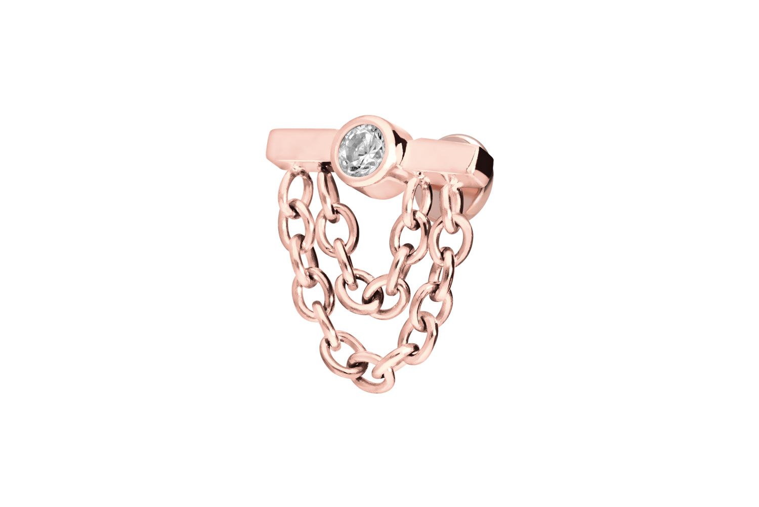 Titan Labret Piercing mit Innengewinde BALKEN + KRISTALL + 2 KETTEN